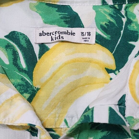 Abercrombie Kids  Size 15/16 Banana Leaves Print Buttondown Tie Front Top Shirt - Picture 5 of 6